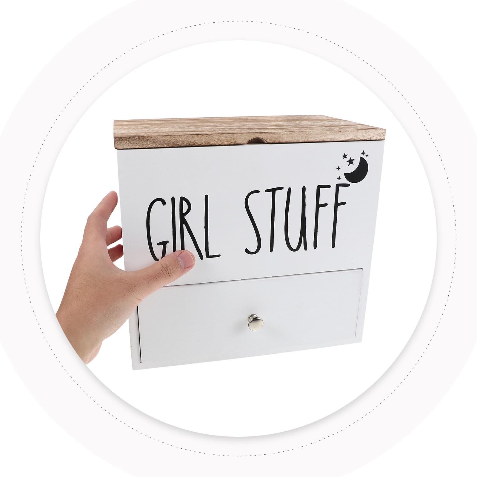 Healeved Porta Assorbenti in Legno per Bagno Scatola di Conservazione con Coperchio Organizer per Prodotti Igienici Contenitore per Accessori Bianco Piccolo Organizer per Bagno