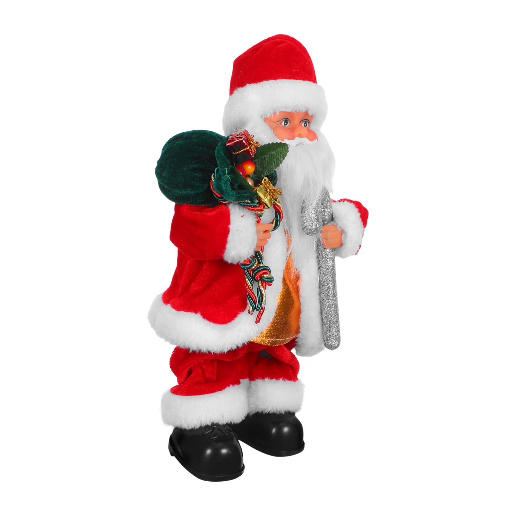 Hohopeti Bambola di Babbo Natale Elettrica Decorativa Giocattolo Musicale per Feste Natalizie Aggiunta Divertente per Caminetti e Scrivanie