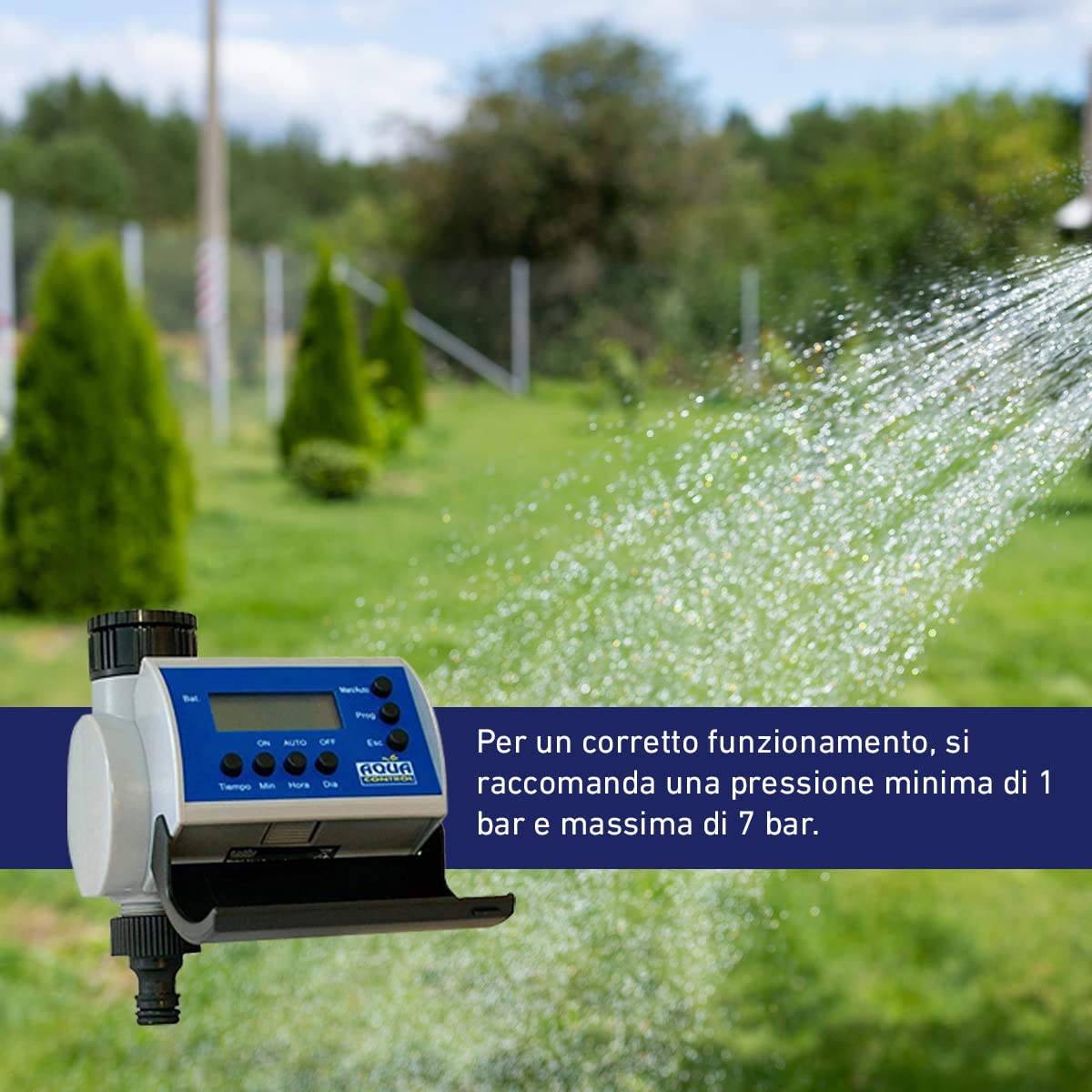 Aqua Control C4100 Programmatore d'Irrigazione per Giardino con display LCD fino a 8 Avviamenti al giorno
