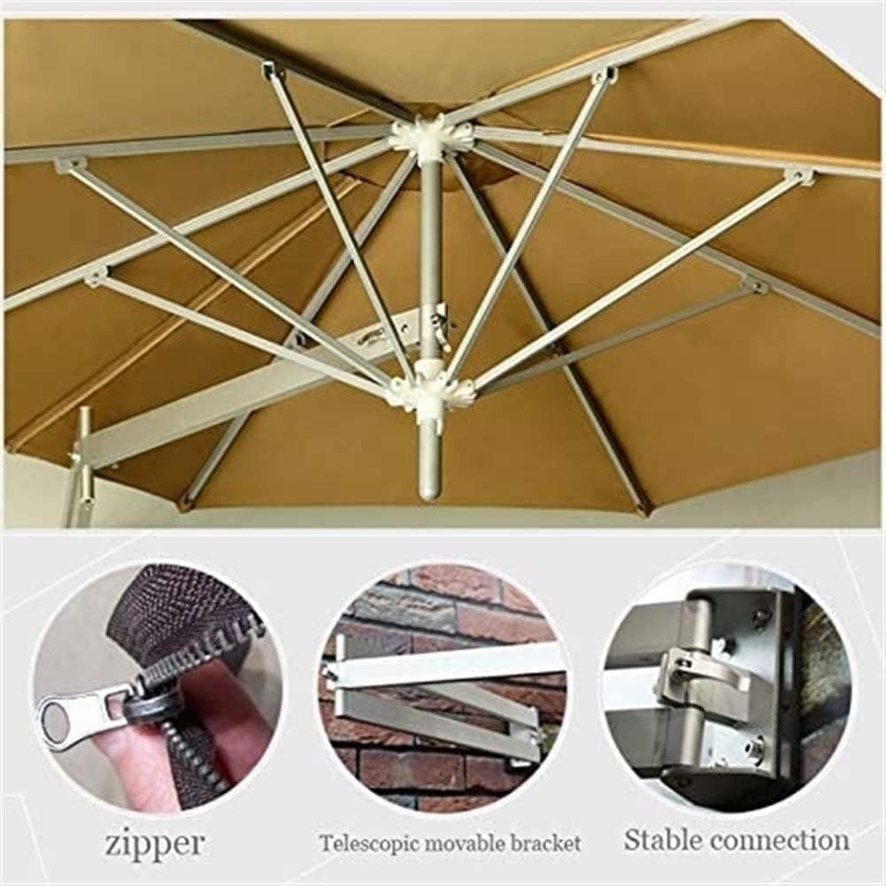 Parasole Parasol ogrodowy montowany na ścianie, mocniejsza rama Parasol ogrodowy z 8 żebrami, aluminiowa uchylna osłona przeciwsłoneczna Parasol Ogrodowy(White)