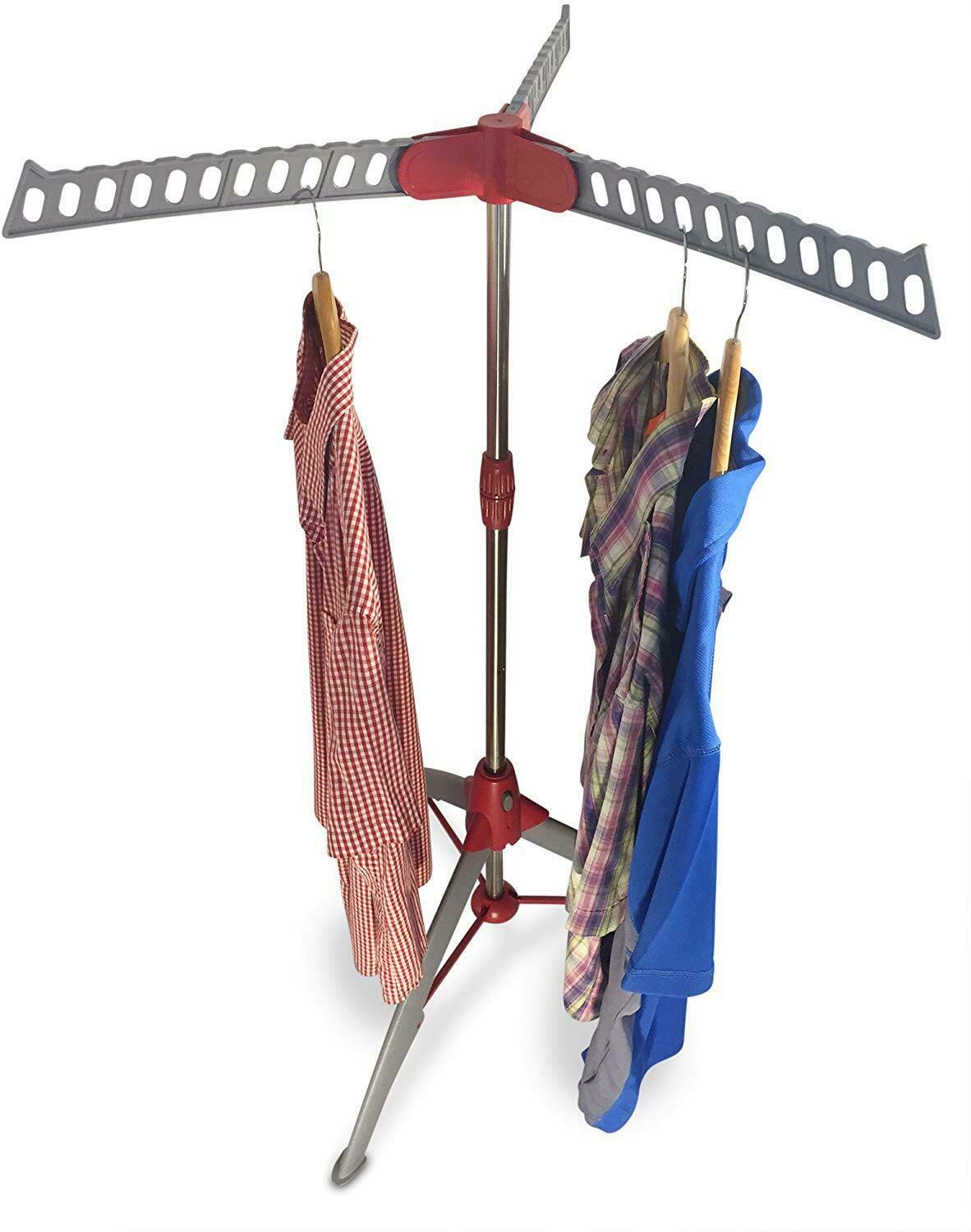 Bargains-Galore Metallic Portable Heavy Duty Tripod Clothes Airer - Laundry Rail Dryer Hanger Folding Stand Rack Home Indoor | Drip Drying | Foldable Space Saving