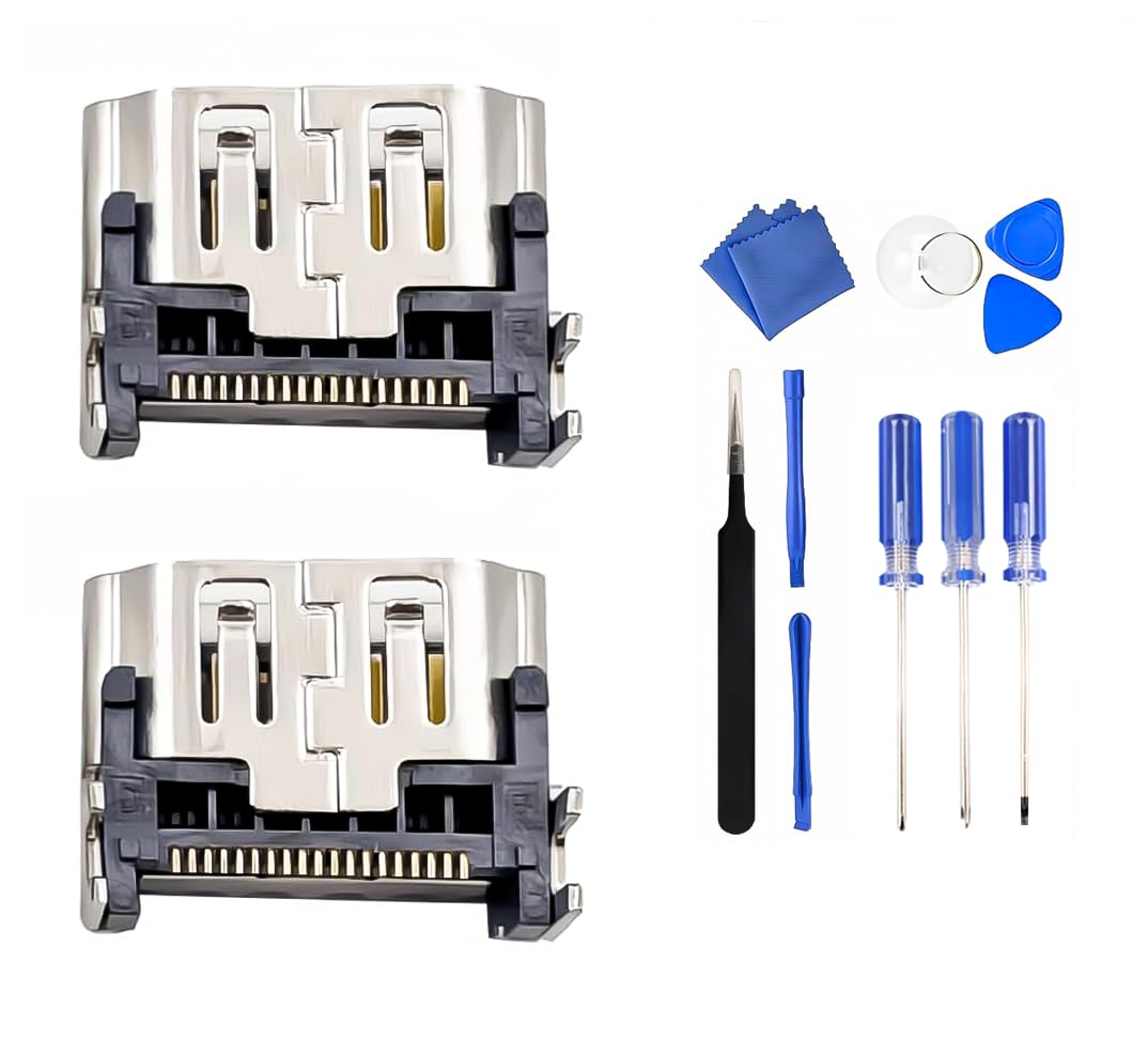 2 Pack HDMI Port Replacement for Sony PlayStation 5 PS5 Display Socket Interface Jack Connector with Tools Kits