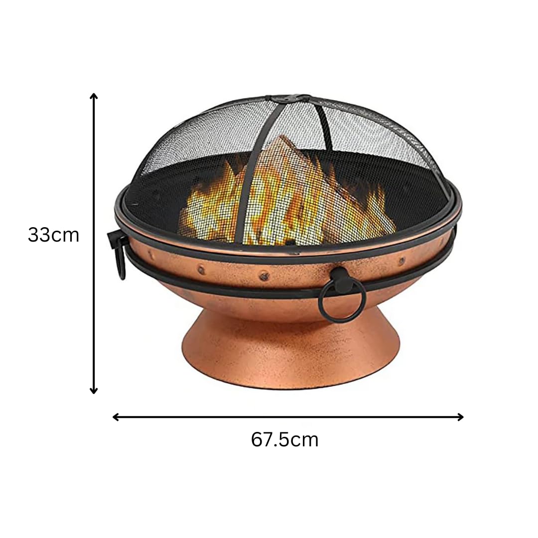 Marco Paul - Grande braciere da esterno con griglia e mensola, braciere in metallo per giardino, patio, esterno, con copertura in rete e attizzatoio, barbecue, feste, tavolo, decorazione da giardino,