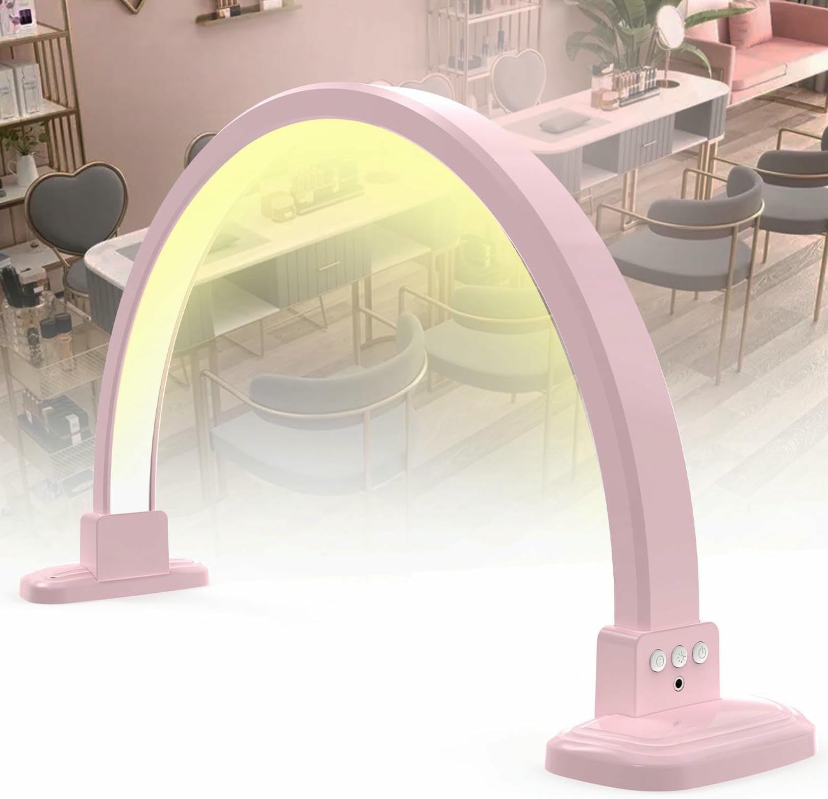 Lampe de bureau LED demi-lune 48W, intensité réglable 3000-6000K, luminaire blanc portable avec support