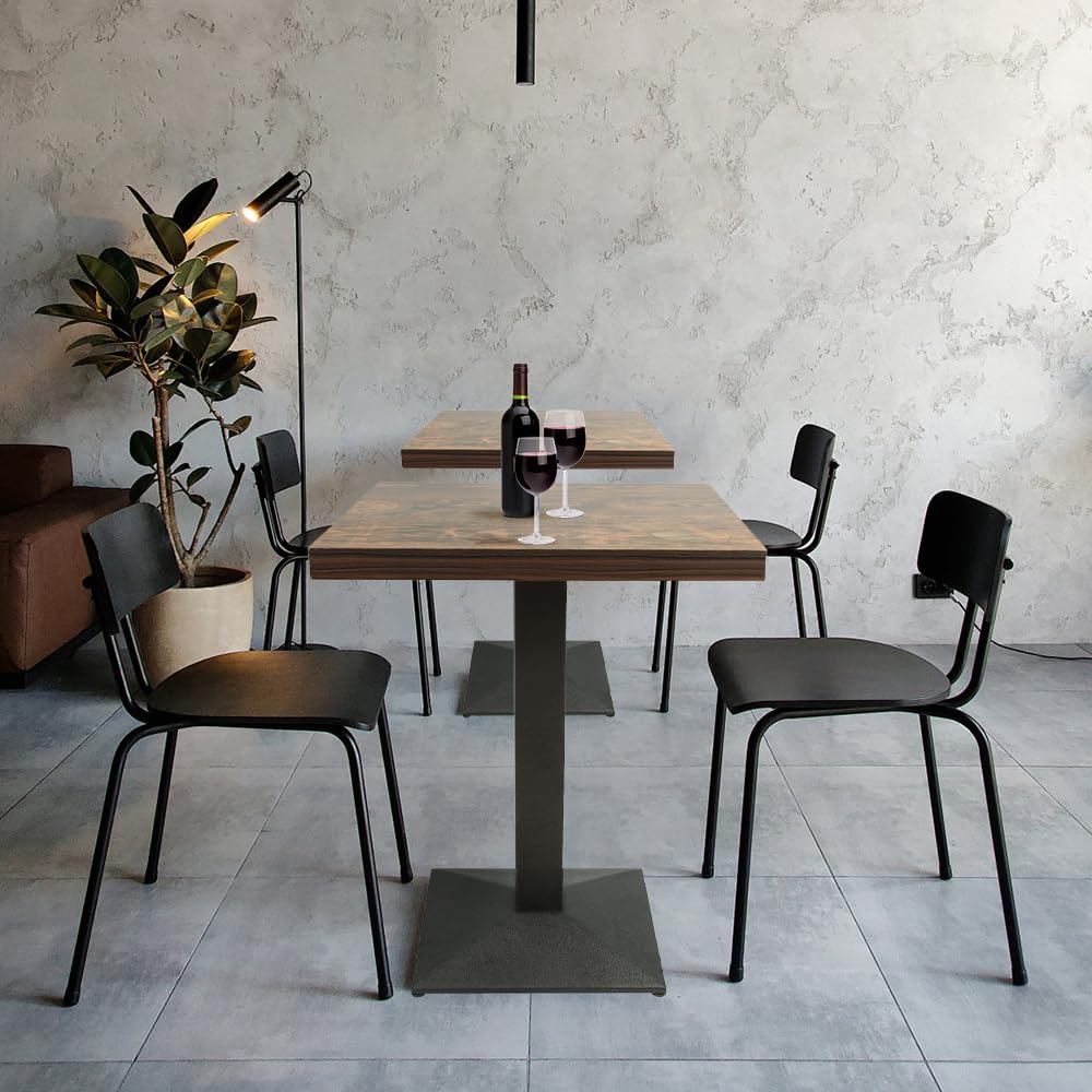 Supfine - Quadratischer Bistrotisch mit Mittelfuß, Steh-Esstisch für Esszimmer, Wohnzimmer, Balkon, MDF (Uhr, 60 x 60 x 75 cm)