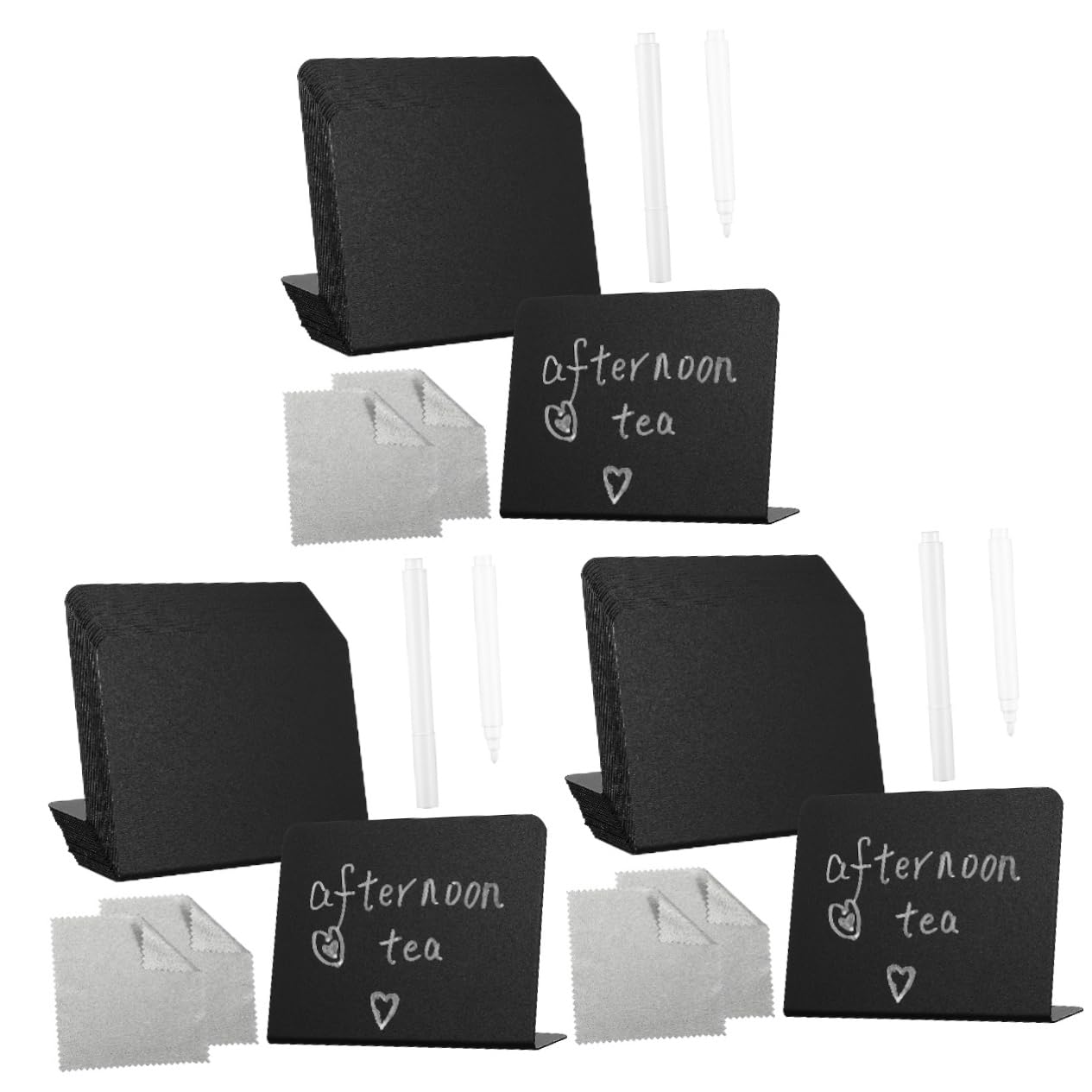 Operitacx 3 Mini Letreros de Pizarra con Marcadores y Paño de Limpieza Tableros Negras para Eventos Decoración de Bodas Menús y Etiquetas Casa o