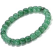 African Jade Bracelets for Women Men 6.8 inch African Jades Crystal Round Beaded Stretch Bracelet Natural Gemstone Handmade Polishing Stone for Spiritual Healing Meditation Yoga
