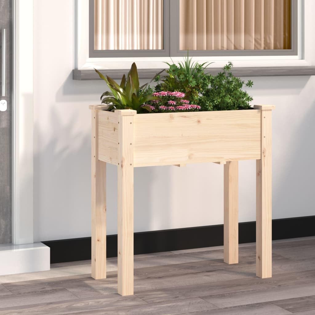 Fioriera in Legno Massello di Abete con Fodera, 71x37x76 cm | Orto rialzato ideale per balcone e giardino, completo di fodera protettiva e fori per il drenaggio dell'acqua.