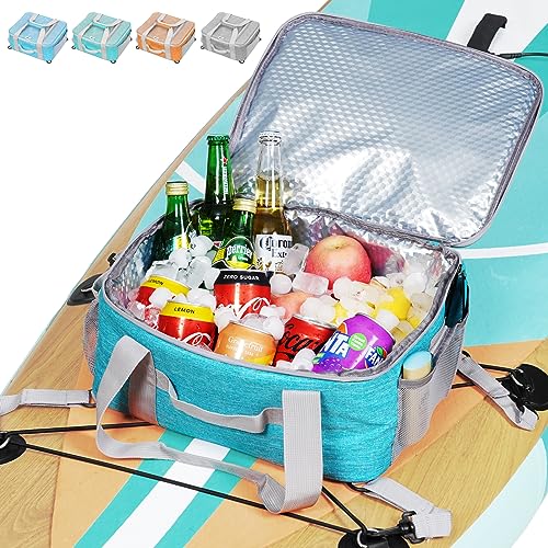 Inflatable Paddle Board Cooler Bag: Uboway Water-Resistant Portable Deck Bag with Top Mesh Pocket Independent Grid and Magic Stickers, Food Storage Bag Sup Accessories for Traveling, Green