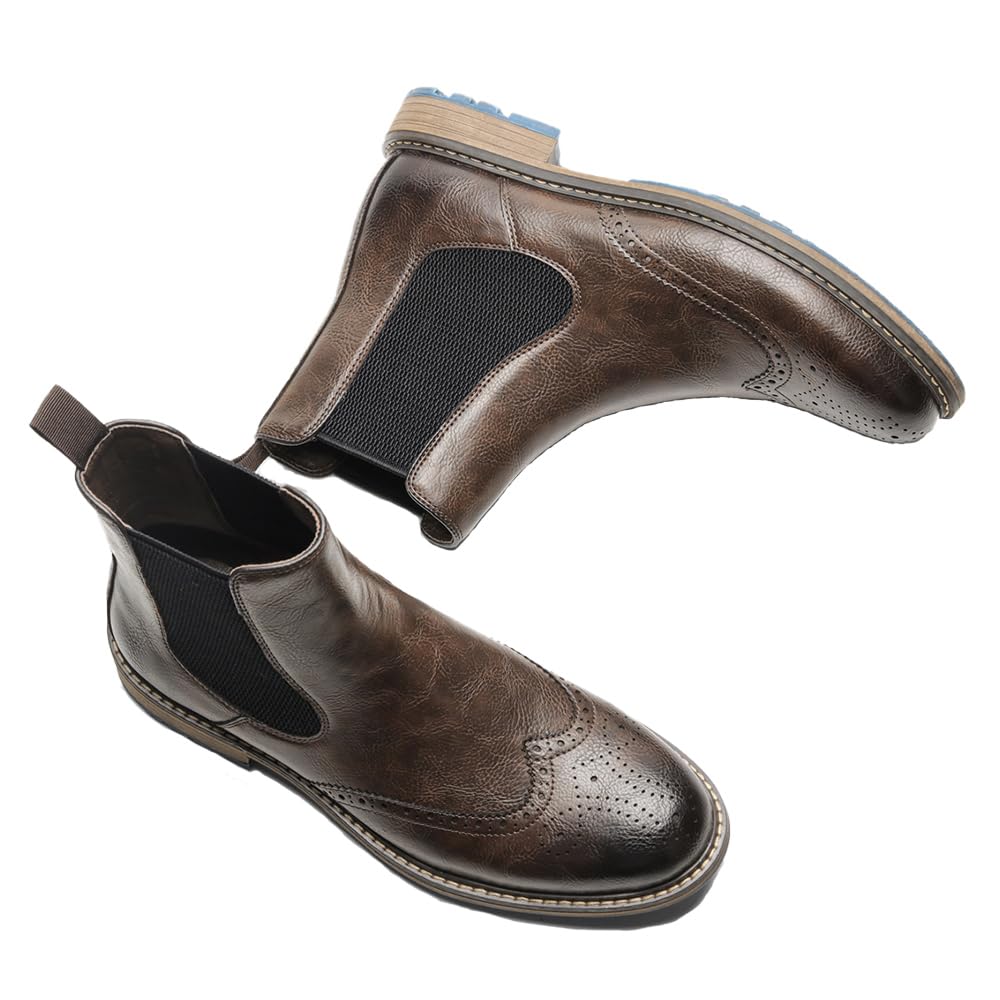 Harssidanzar Uomini Chelsea Boots,elegante e confortevole pelle Slip On Casual Dress Boots Slip-On Boots Scarpe per gli uomini KM304EU