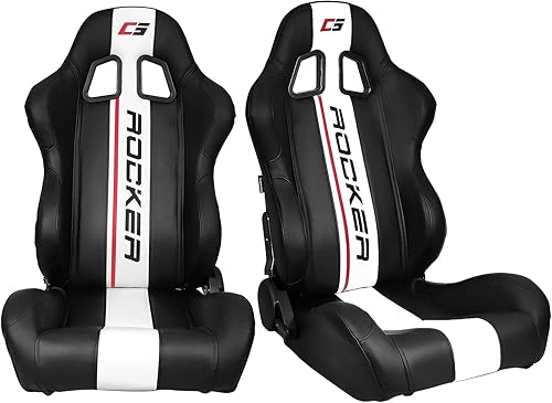 FREEMOTOR802 Asientos universales de carreras, asientos deportivos reclinables con control deslizante de doble bloqueo ajustable, 1 par (lado del