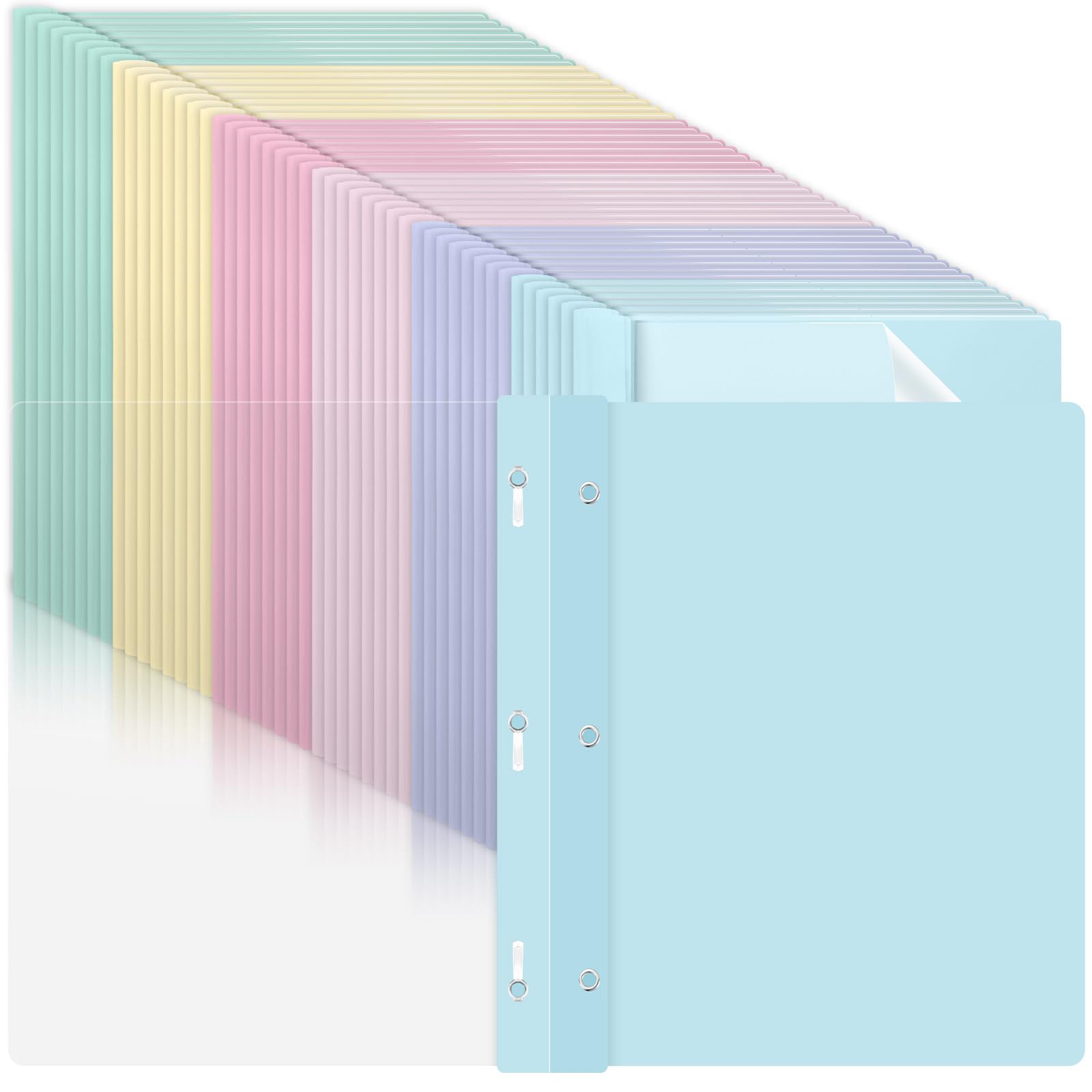 48 fundas de plástico pastel para informes con 3 puntas, carpetas de presentación frontal transparente, carpetas de 3 puntas para currículum, portafolio, documentos, informes, cartas, propuestas