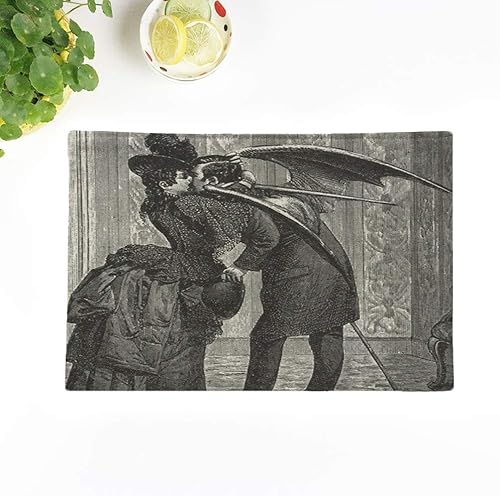 Miniatura 9 de Topyee Juego de 4 manteles individuales de reproducción de rosas Tudor finas diseñadas por la escuela inglesa 19 de 18 x 12.5 pulgadas, decoración