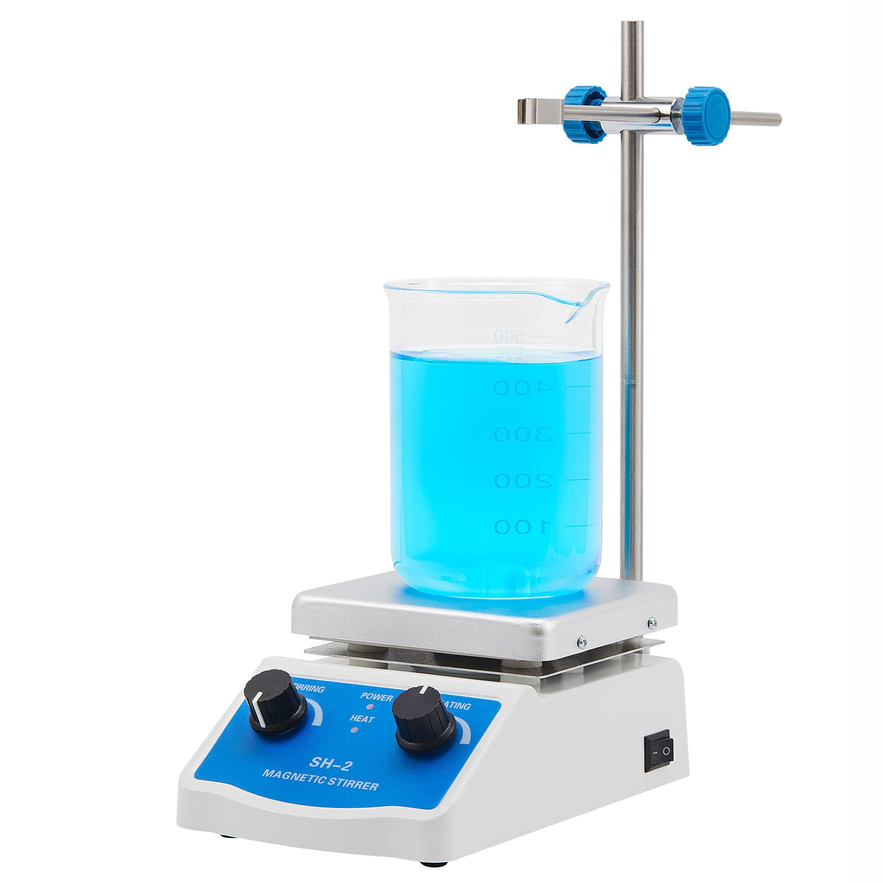 Placa caliente agitadora magnética con calefacción y ajuste de velocidad, 0-1600 rpm, capacidad de 1 litro, ideal para uso en laboratorio