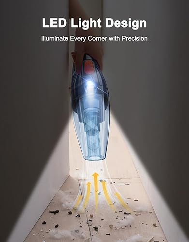 Miniatura 7 de Aspiradora de mano inalámbrica recargable 9KPA  Base de carga rápida de 2 horas Aspiradora portátil de coche de succión de alta potencia con luz