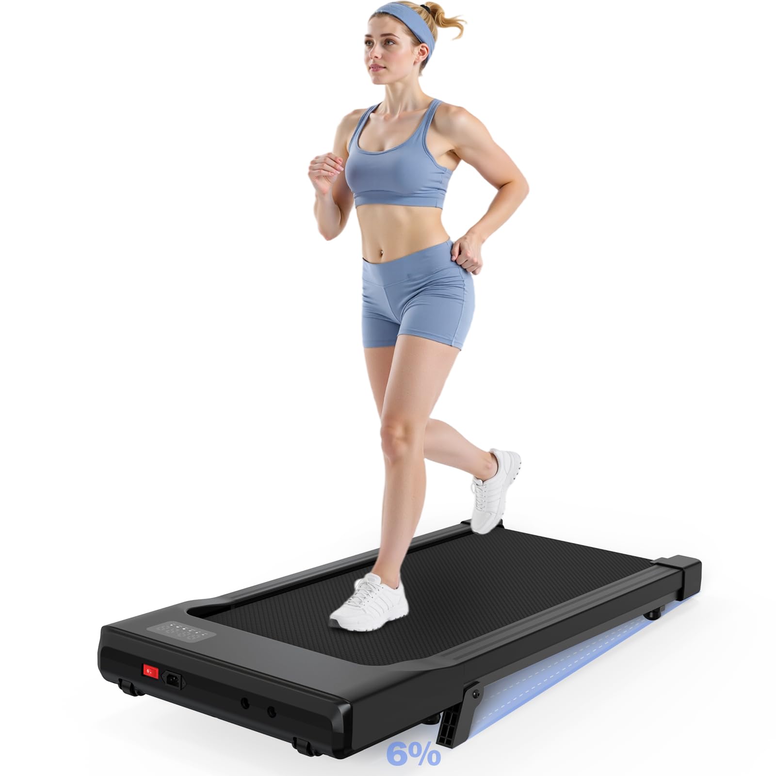 Lacuffy Walking Pad,6% Walking Pad with Incline,No-Assembly Walking pad Treadmill with APP and Remote Control,LED Display,2.5 HP Quiet Under Desk