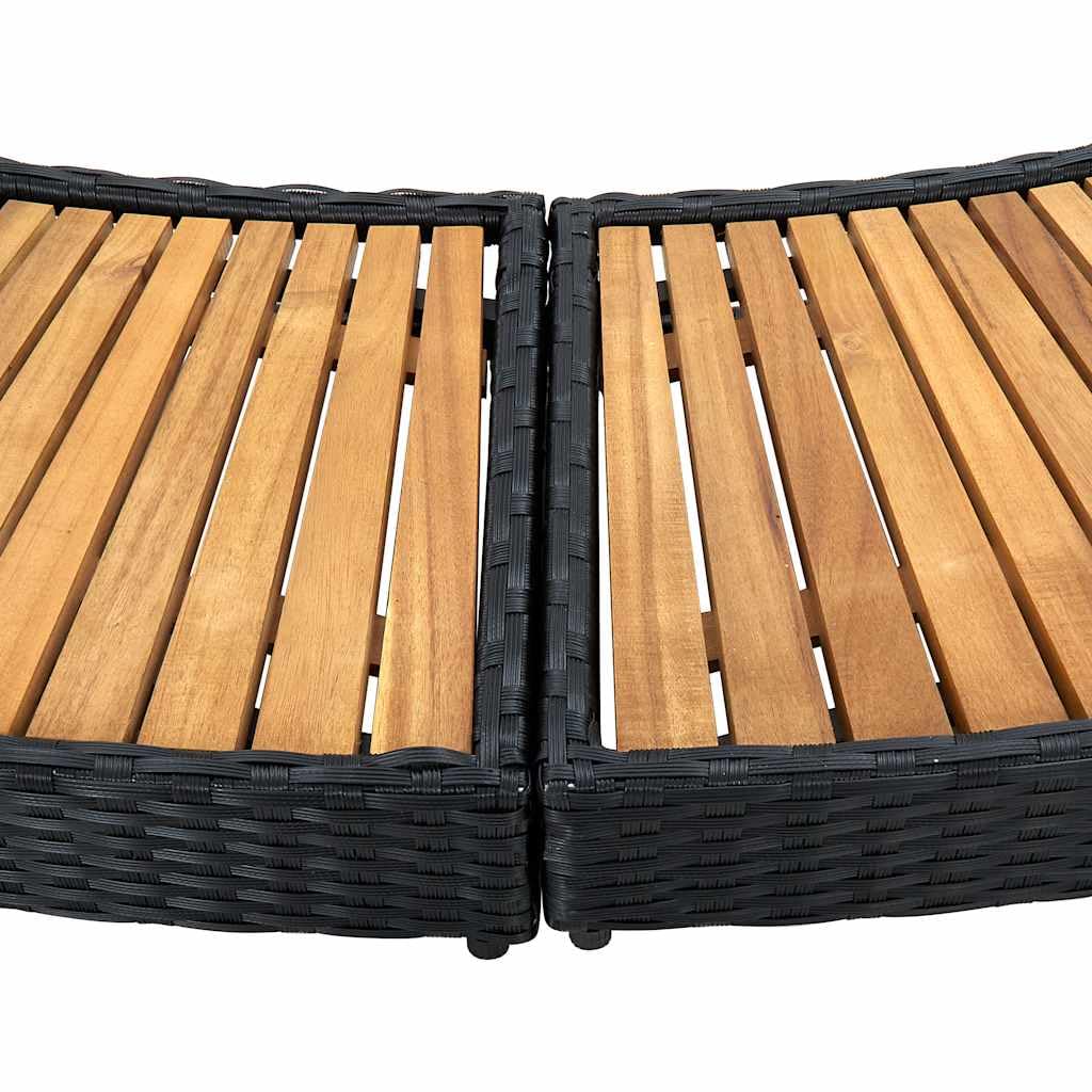 Whirlpool-Umrandung Schwarz Poly Rattan & Massivholz Akazie Schwimmbecken Poolumrandung
