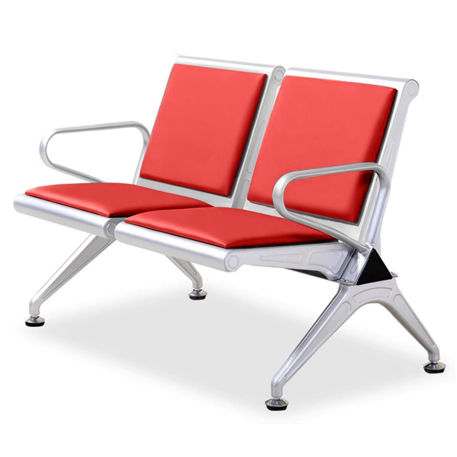SaryEdge Office Reception Chair Set Synthetic Leather Room Sofa 2-Seater Airport Reception Bench with Armrests Ideal for Market Bank Hospital,