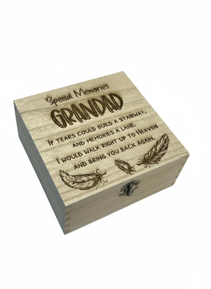 Ukgiftstoreonline Grandad In Loving Memory Engraved Wooden Keepsake Box Gift