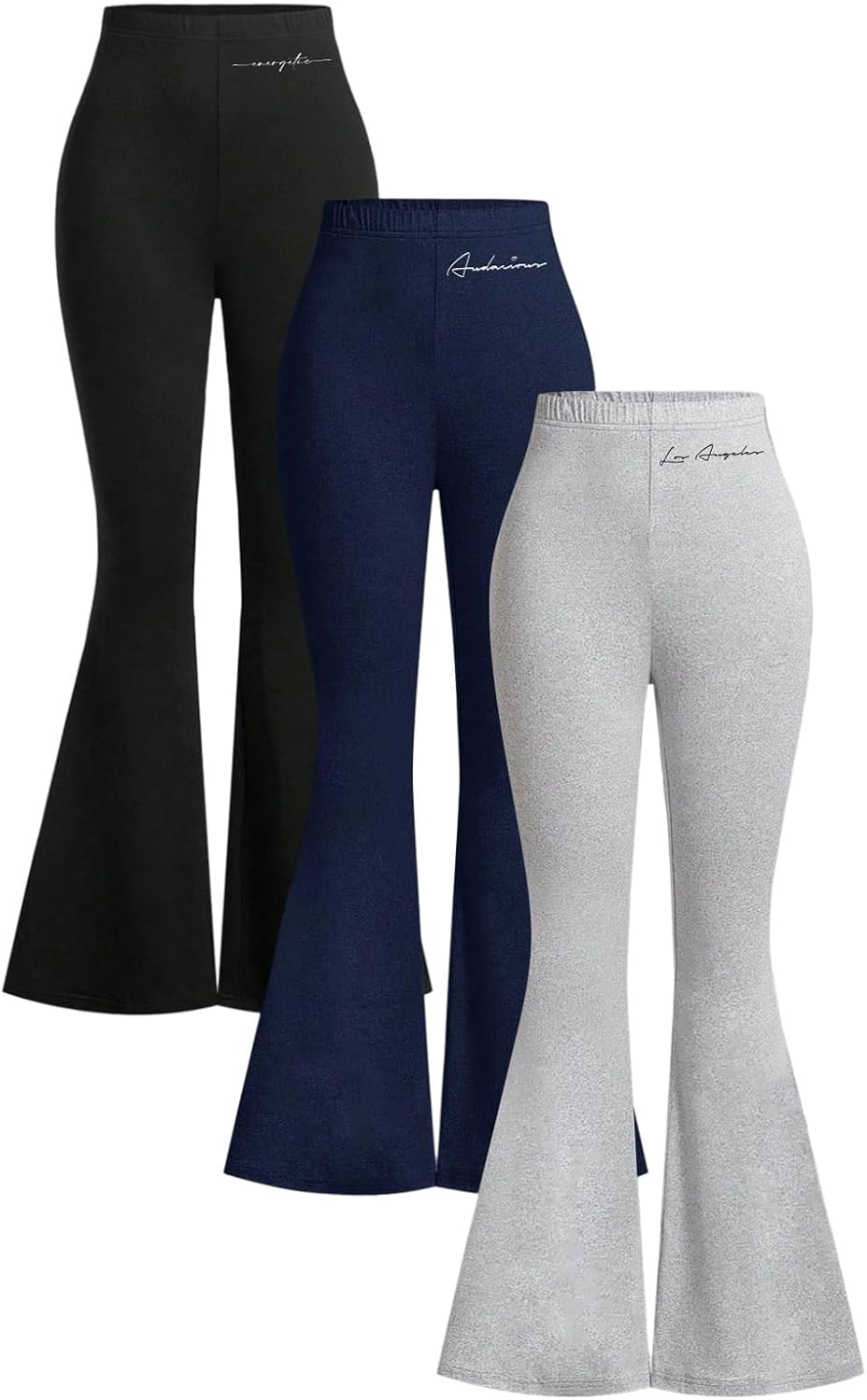 SOLY HUX Women's Flare Leggings 3 Packs Casual Bell Bottom Skinny Pants Going Out Outfit Fall Clothes