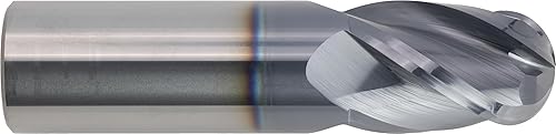 Miniatura 46 de CME 10 piezas de fresas de carburo micrograno, nariz de bola, revestimiento TiAlN, diámetro de fresado de 1/8 pulgadas, longitud de corte de 1/2