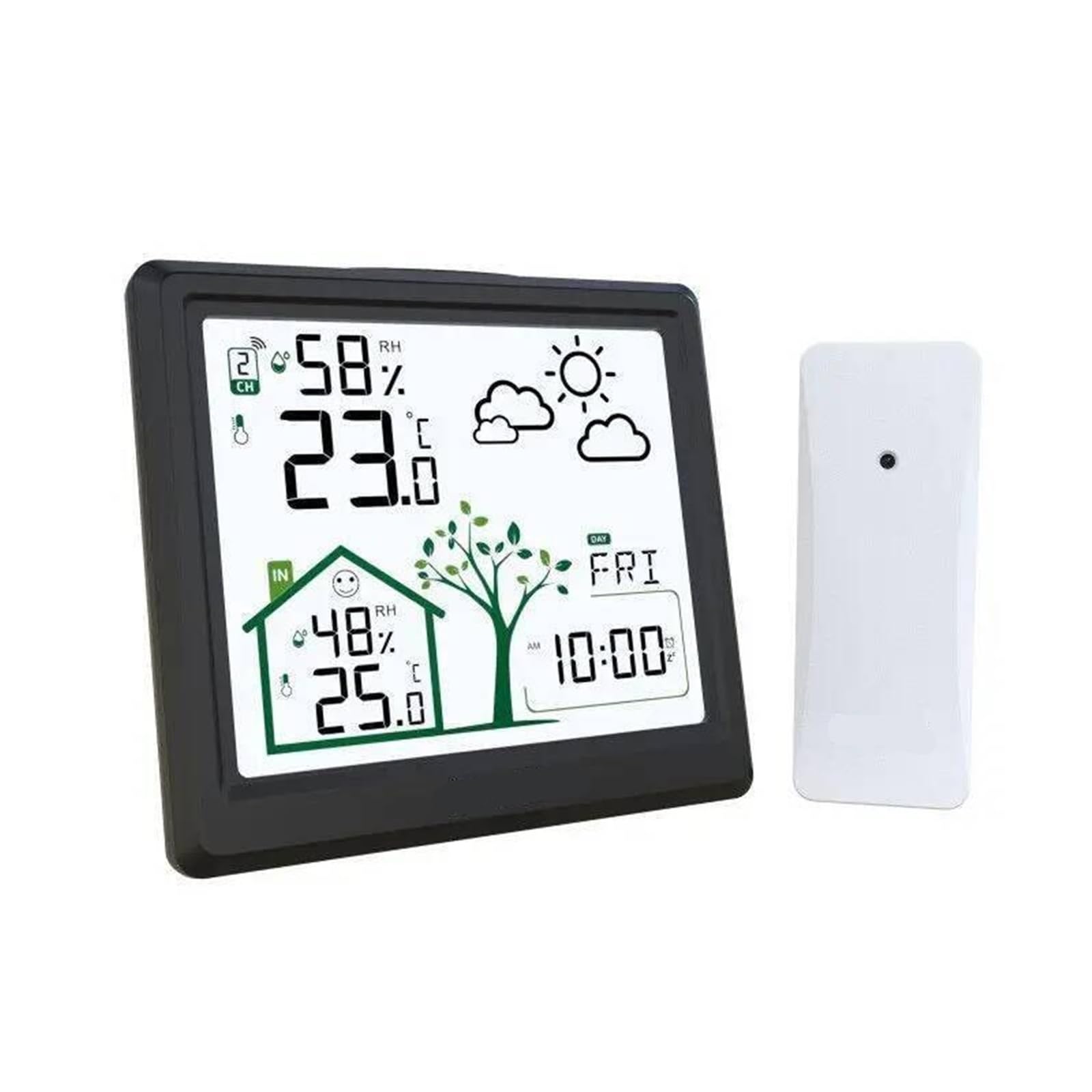 Estación meteorológica, Estación meteorológica digital de 4,9", monitor inalámbrico temperatura y humedad con puntas(Nero)