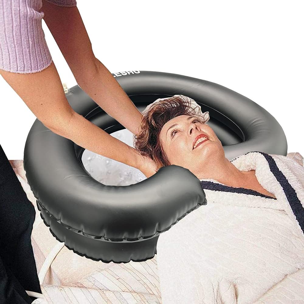 Inflatable Hair Washing Basin for Bedridden - Large Inflatable Shampoo Basin/Portable Shampoo Bowl-in Pillow for Supreme Comfort. Portable Hair Washing Sink for Soaking Locks (2-Black) : Beauty & Personal Care