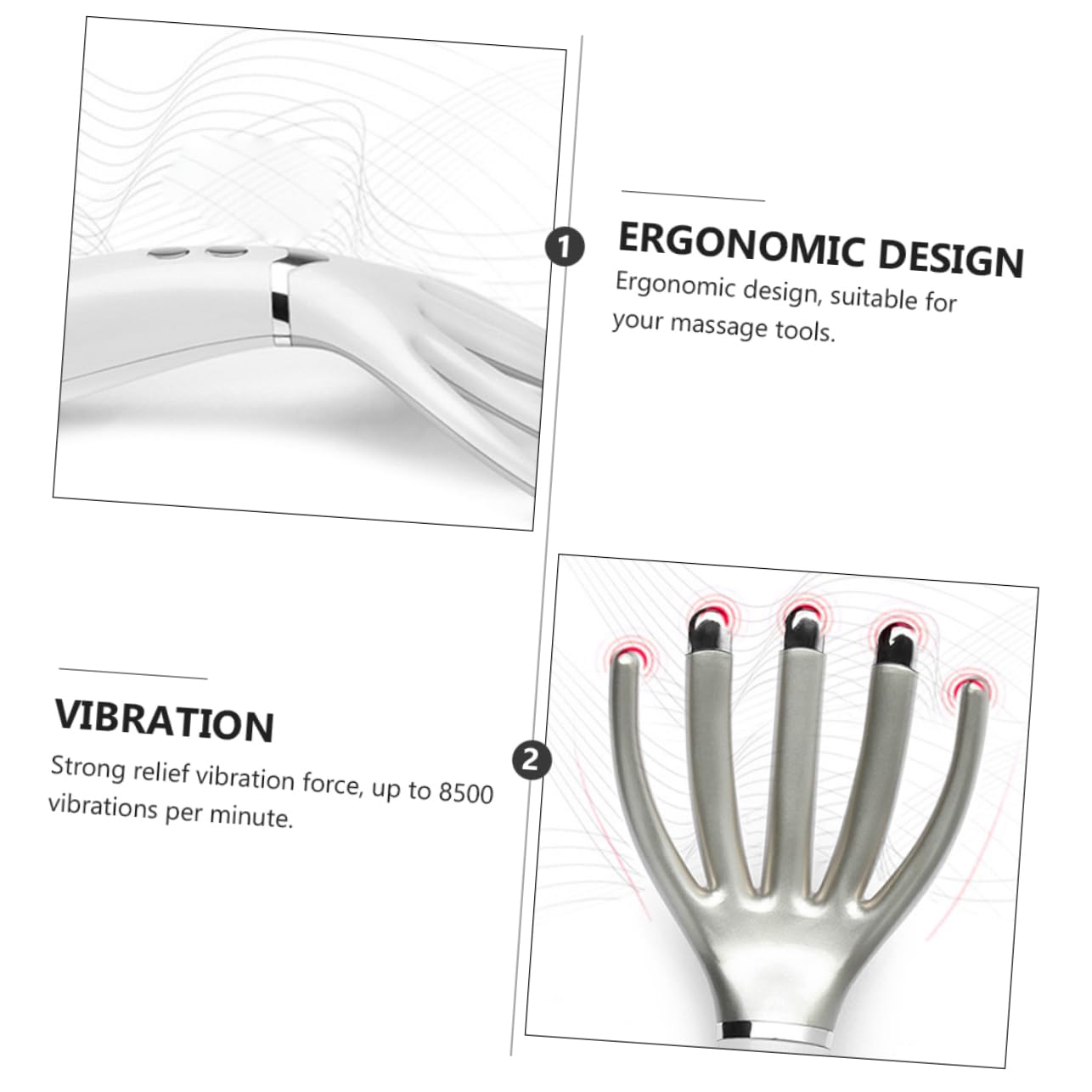 Massagekamm Elektrisch Kammmassagegerät Mit Vibration Vibrationen Pro Abs-material Usb-ladefunktion Für Kopf Und Haarmassage