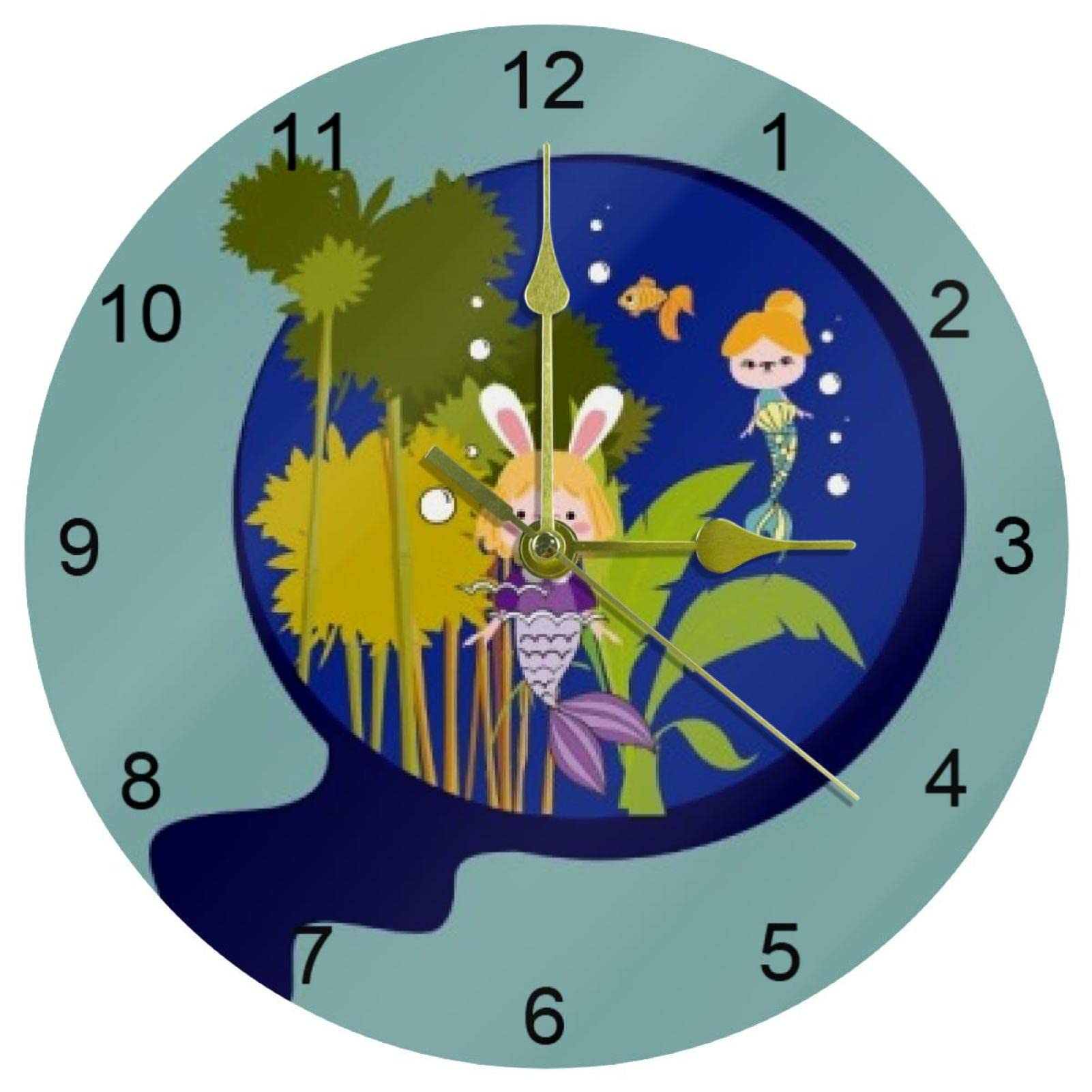 Horloge de 25,4 cm sirène dans la forêt pour décorer la chambre enfant