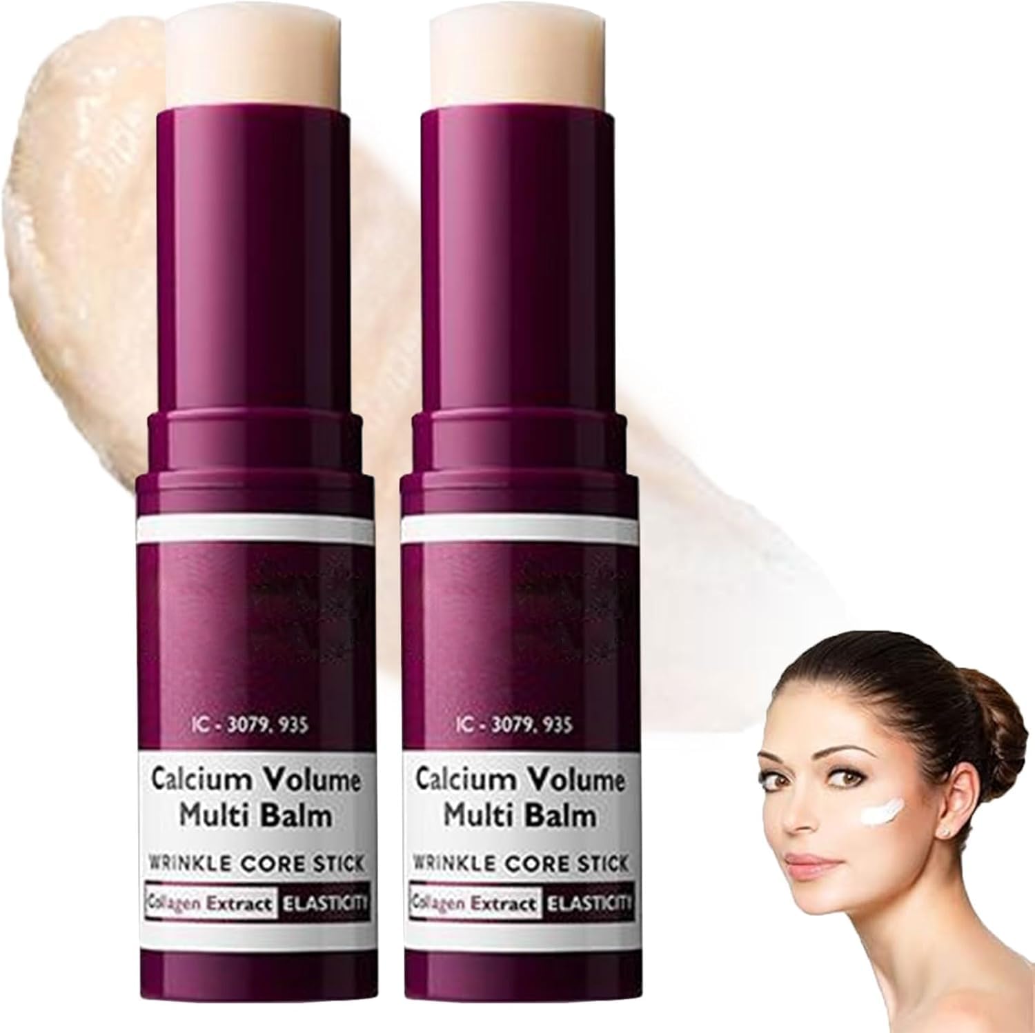 2 PCS Calcium Volume Multi Balm, Stick Coreano Viso Antirughe, Calcium Multi Balm Stick, Anti-caduci, Adatto per Gli Occhi, il Viso, il Collo, Firming Skincare Sticks Stringe La Pelle Ripara e Idrata