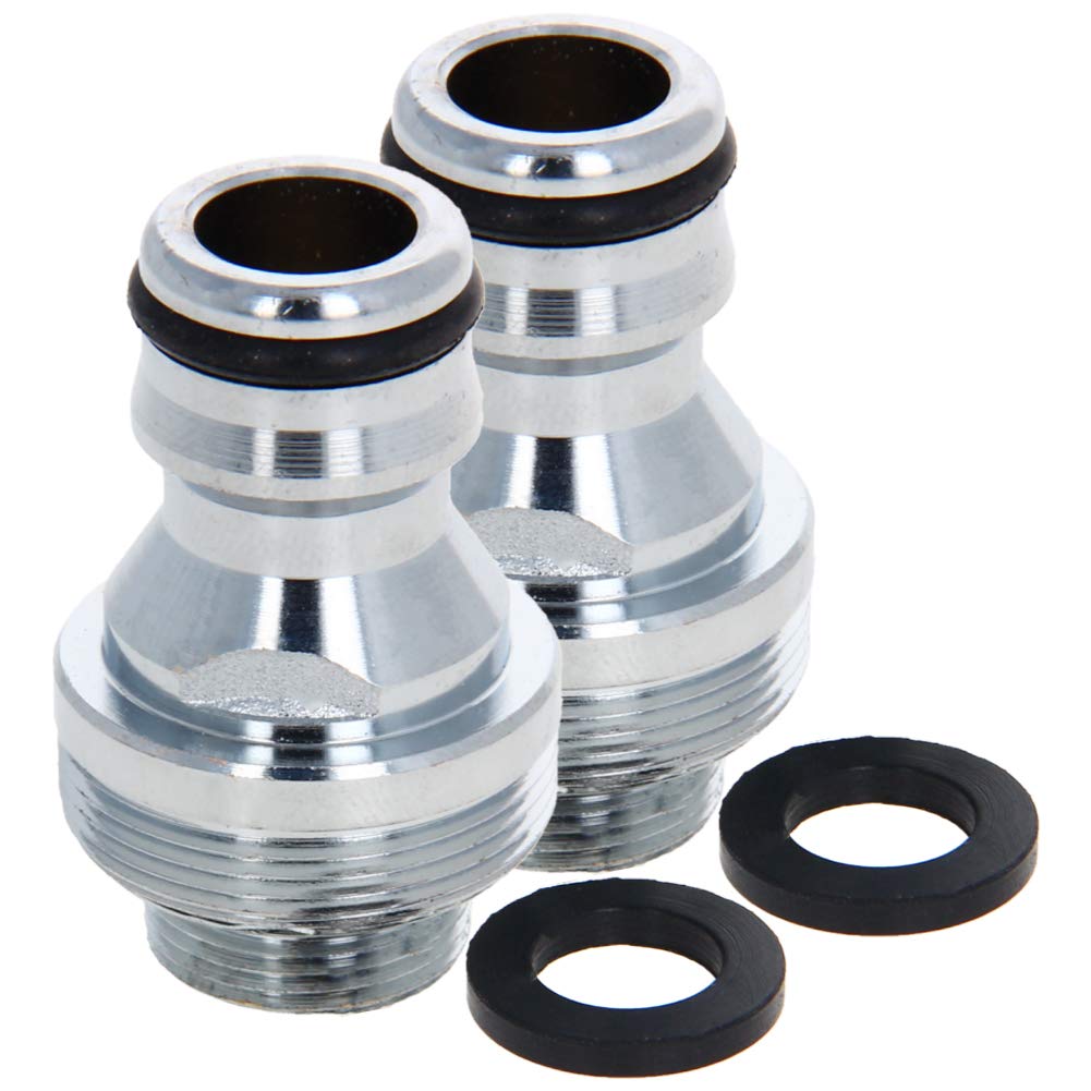Othmro Men's Garden Hose Quick Connect Nickel-Plated Water Hose Fitting Connectors M16 Threaded Adapter 2Pcs