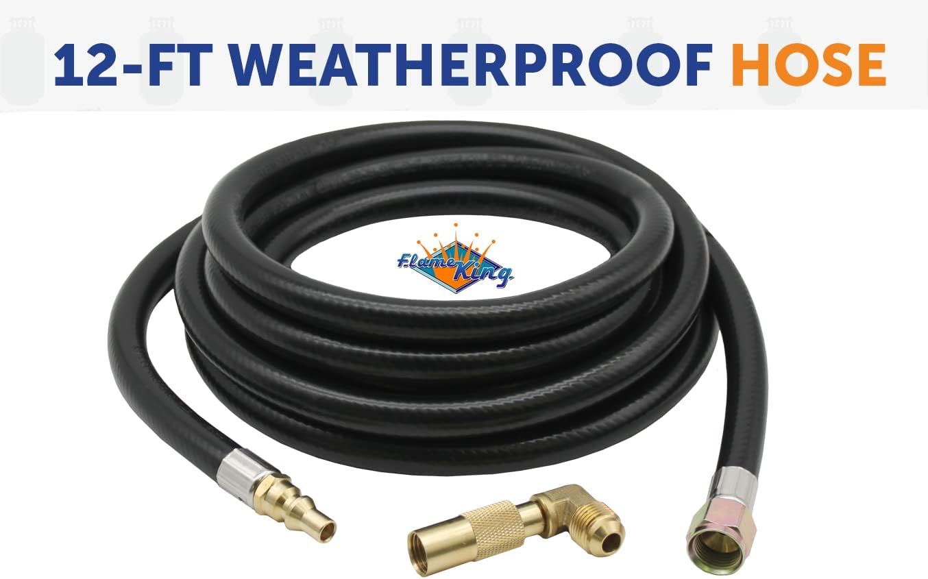 Flame King Propane 12ft RV Quick Connect Hose Adapter for 17" or 22" BlackStone or Flame King Griddle