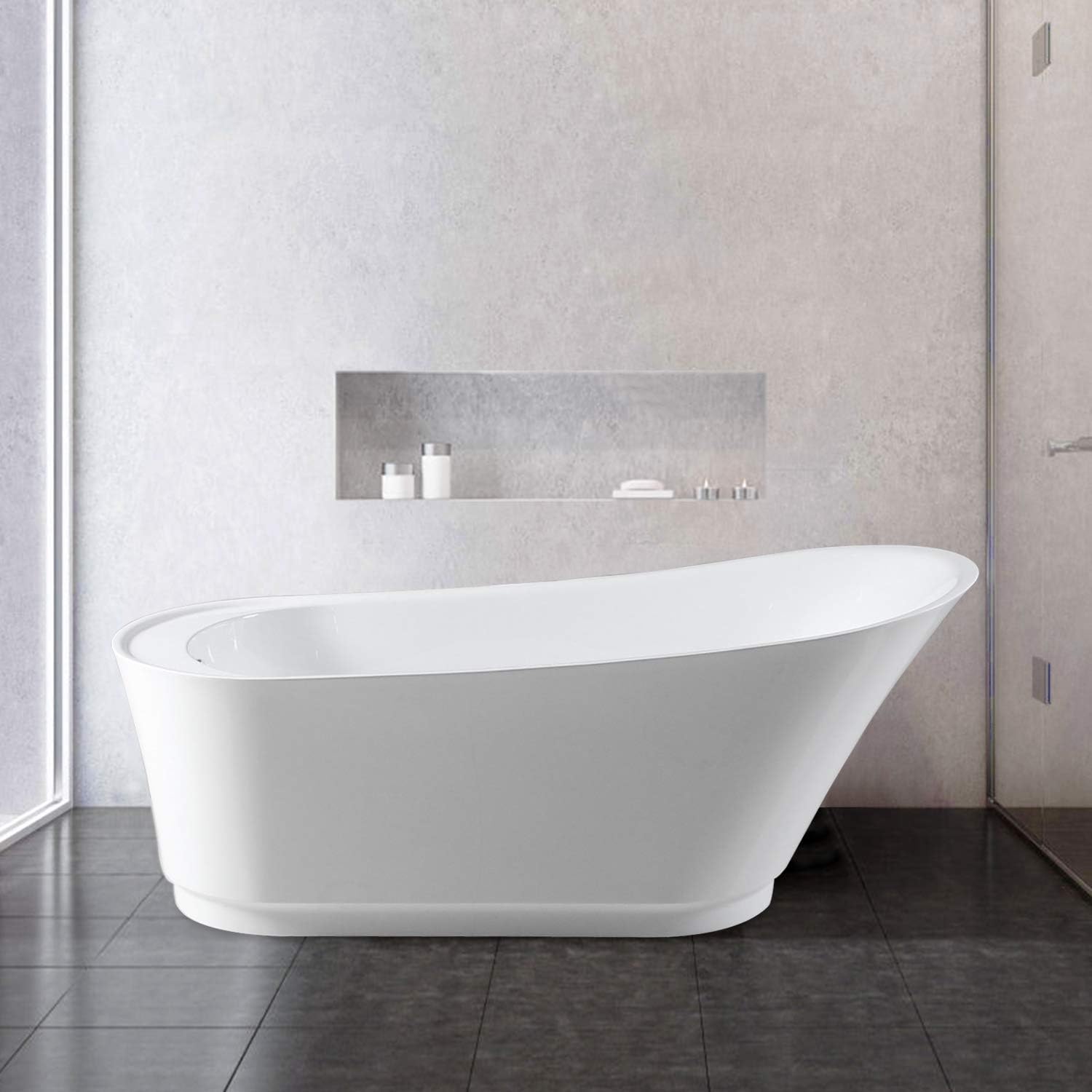 FerdY 67"Acrylic Freestanding bathtub, 0256867'' White Modern Stand