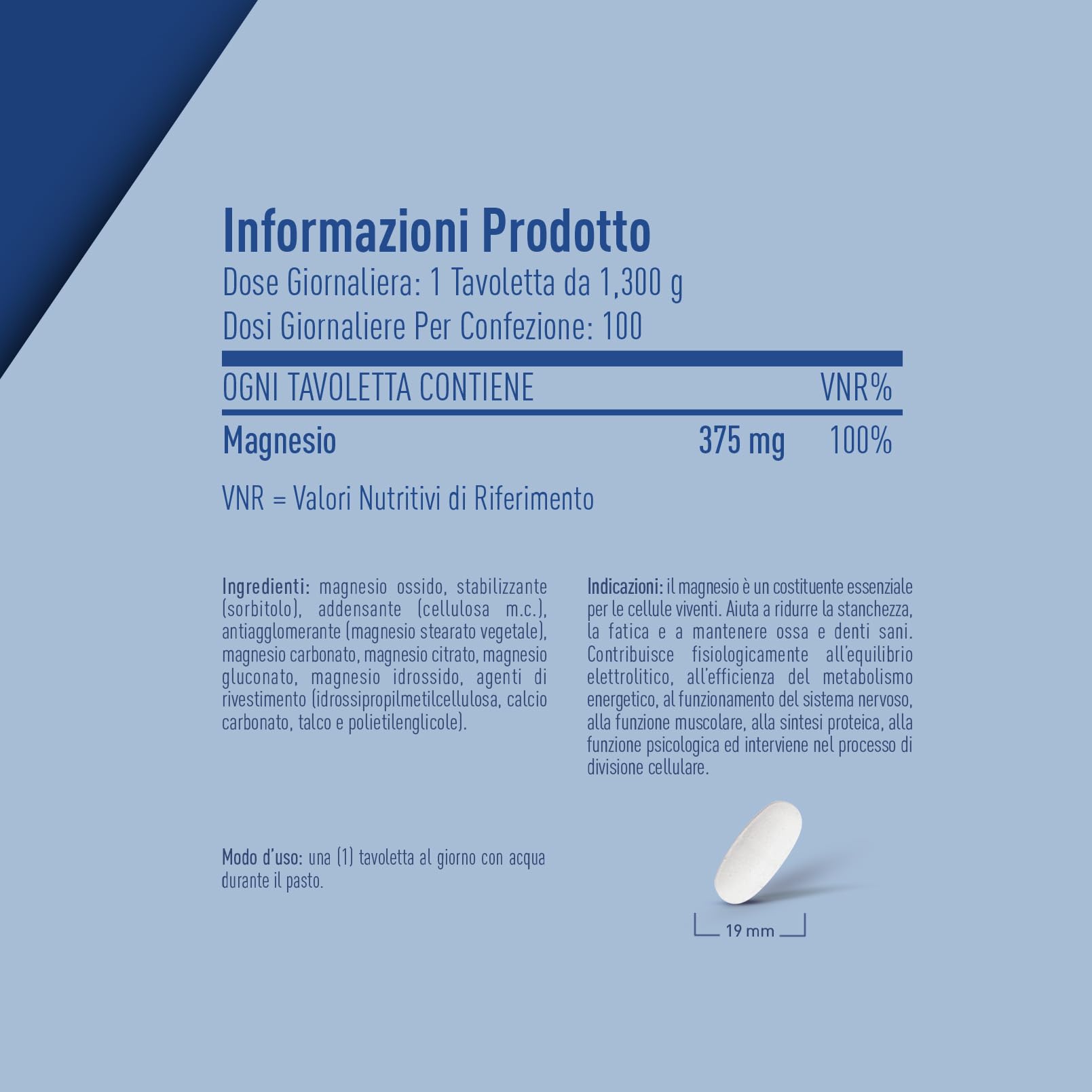 LongLife Magnesium 375® | 5 sali di magnesio | Alto dosaggio | Integratore magnesio antistress | 100 tavolette | Oltre 3 mesi di trattamento | Vegano e senza glutine