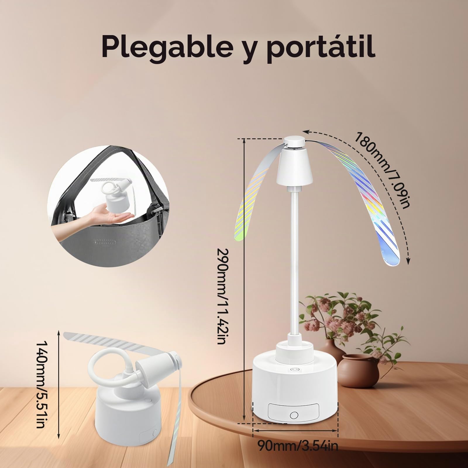 Ventilador Repelente De Moscas, 4Pcs Controlador De Trampas Para Mosquitos Con Cuello De Cisne Flexible De 360°, Luz LED Eliminación Física De Insectos Con Gancho Para Colgar Ideal Para Fiestas BBQ