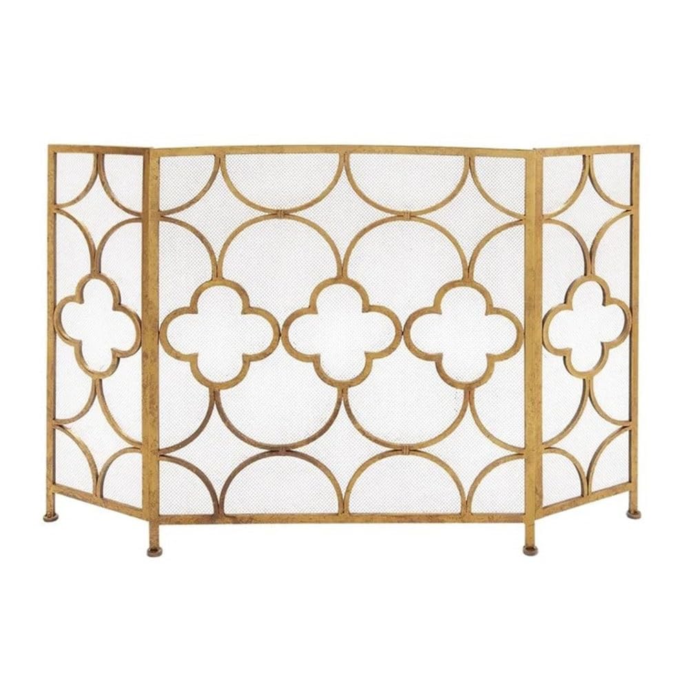 fireplace cover Golden Minimalist Fireplace Fireproof Guardrail Wrought Iron Living Room Decorative Screen Partition