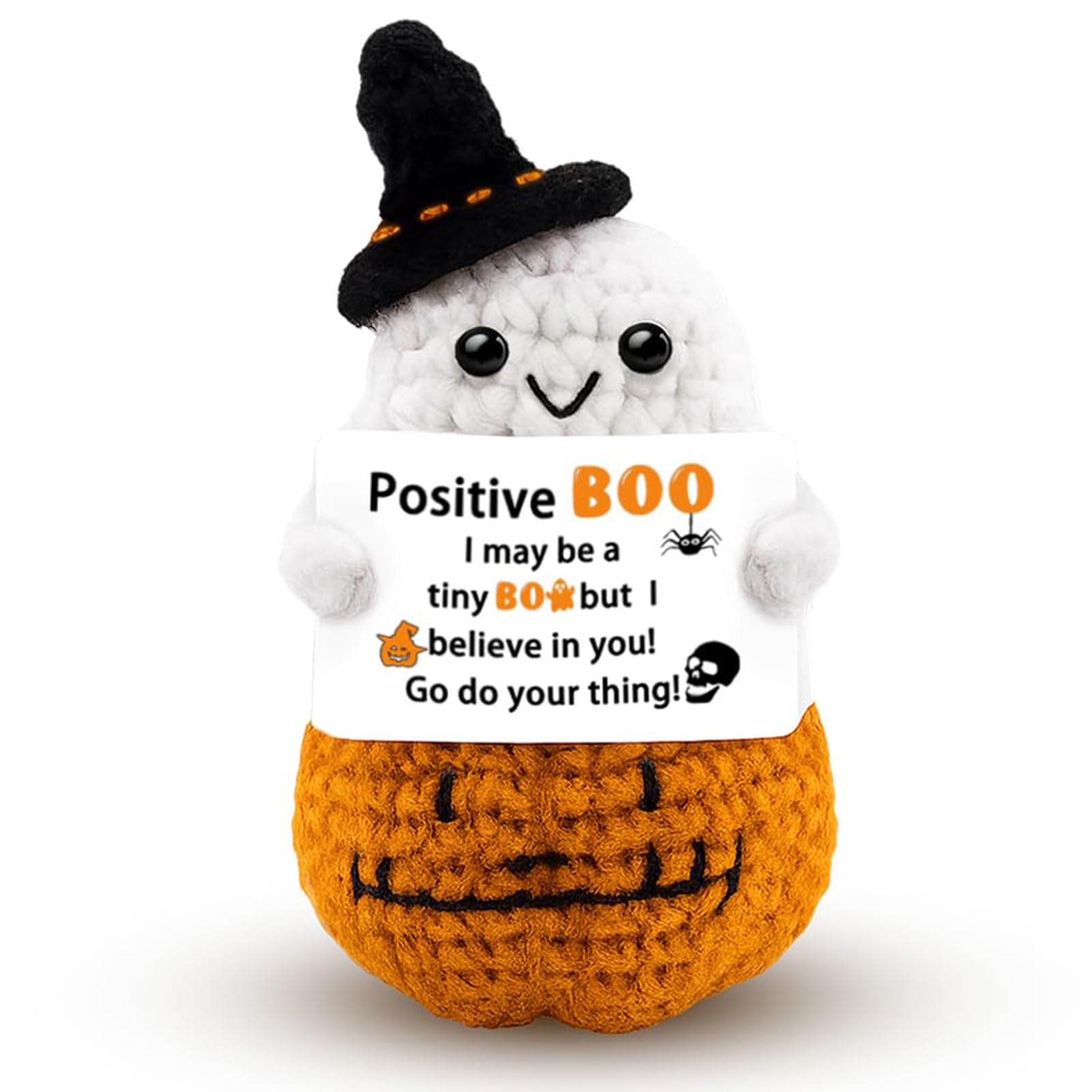 Halloween Boo Basket Gifts, Pumpkin Positive Emotional Crochet Support Gift