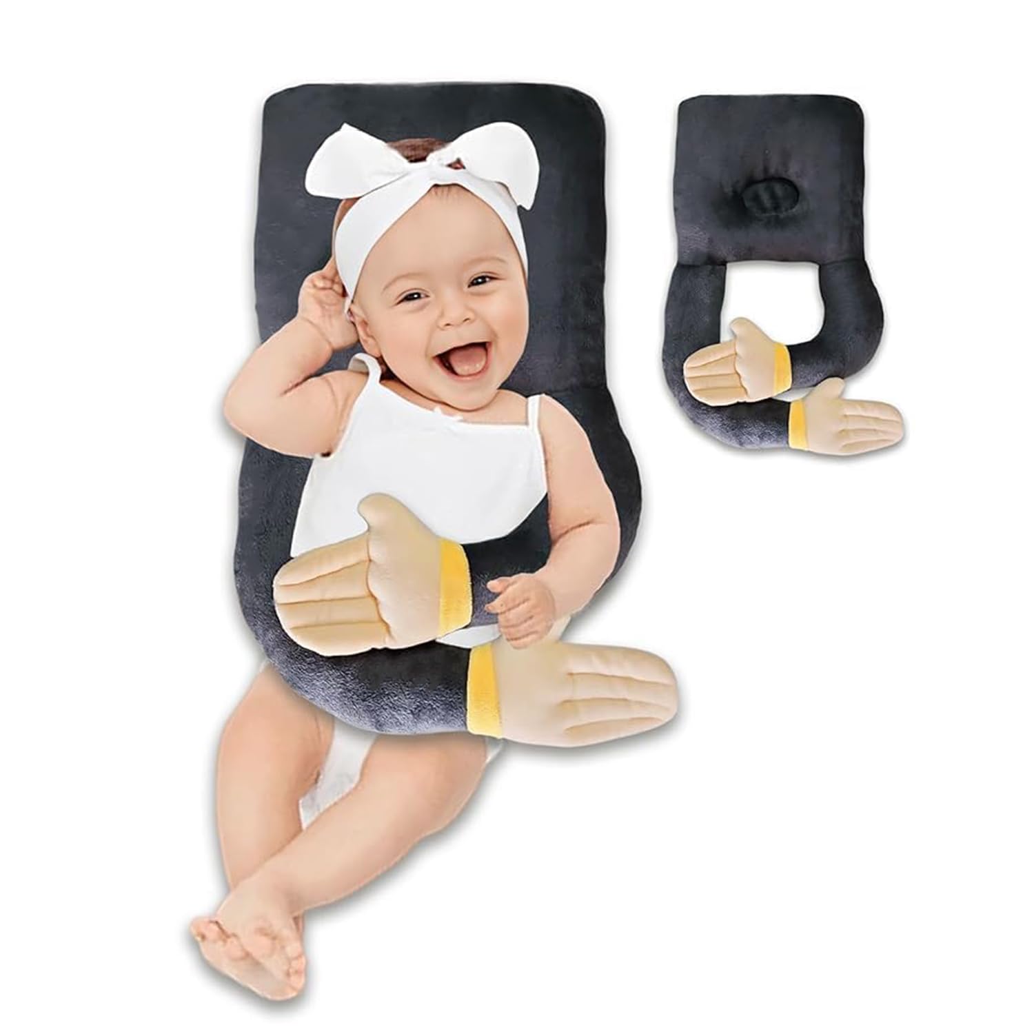 Ultra-Comfort Anti-Startle Safe & Mom's Touch Feeling Baby Sleep Pillow with Plush Hands | Cuddle Positioner Plush Calming Hug Positioning Cushion for Head Support-image-25