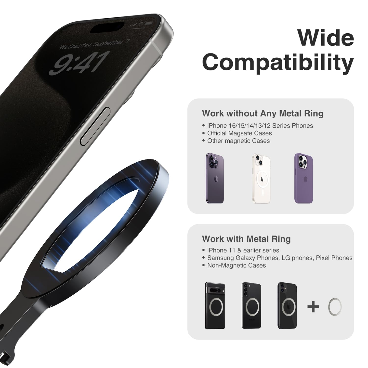 elitehood Supporto per treppiede in alluminio Magsafe, supporto compatto per iPhone con piastra a sgancio rapido Arca Swiss e adattatore a vite da 1/4", supporto magnetico per telefono compatibile con