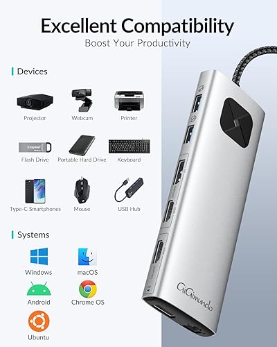 Miniatura 9 de GiGimundo LK10 USB3.0 Displaylink Docking Station Dual 4K 60Hz para M1 M2 M3 MacBookPCportátil, adaptador DisplayLink portátil con 3 puertos USB3.2,