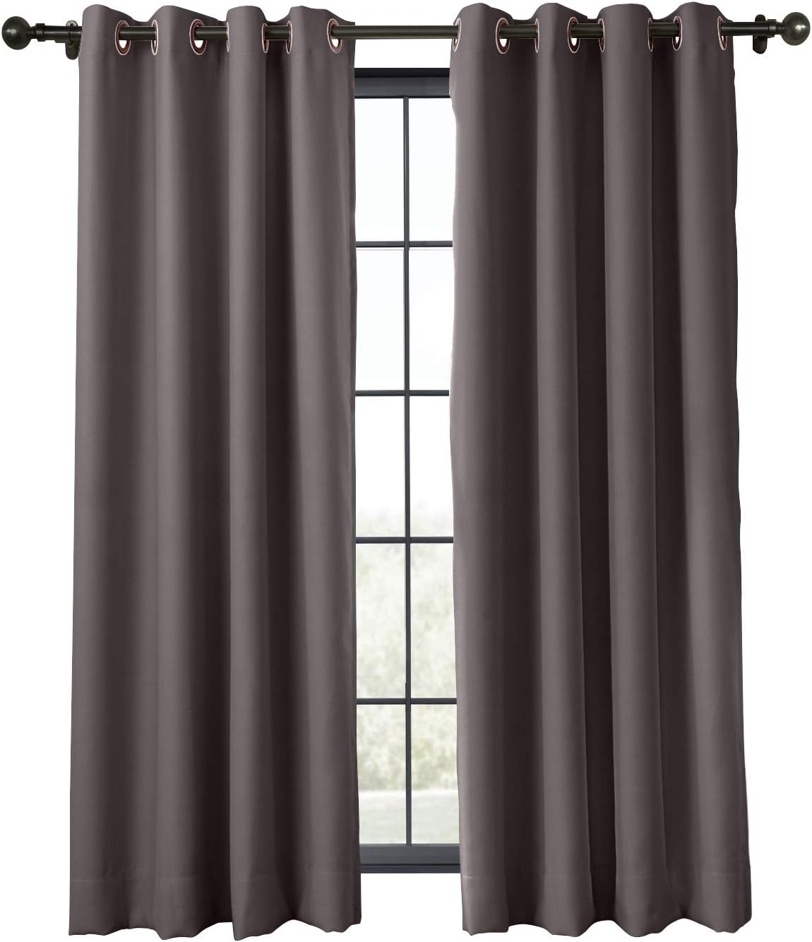 ChadMade Flame Retardant Curtain Antique Bronze Grommet Eyelet Chocolate 84W x 102L Inch Thermal Insulated Blackout (1 Panel) Exclusive