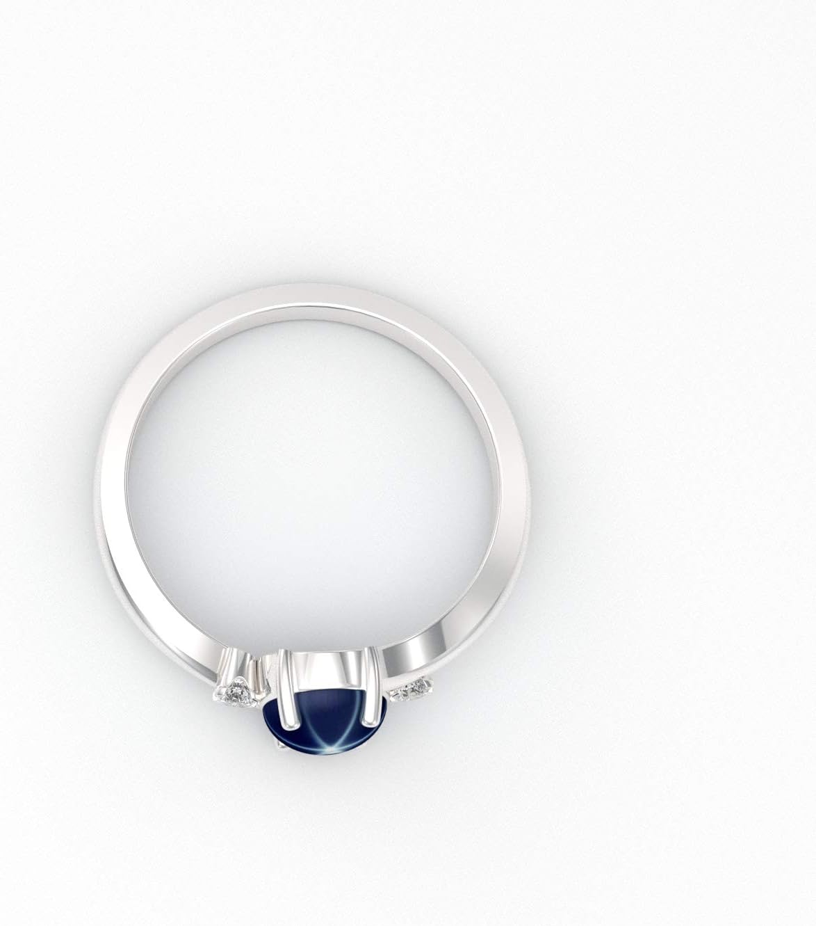 Genuine Blue Star Sapphire Sterling Silver 925 Ring/White Sapphire Accents - Image 4