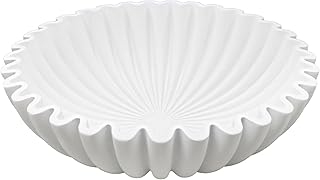 YMXYJM Large Decorative Bowl, Modern Handicraft Bowls for Home Decor, Decorative Fruit Bowl for Kitchen Counter, Ruffle Bowl Decor, Stylish Key Bowl for Entry Table, White