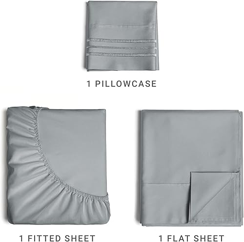 Miniatura 2 de Juego de sábanas de 3 piezas tamaño individual XL, cómodas, transpirables y refrescantes, sábanas de lujo para mujeres y hombres, bolsillos