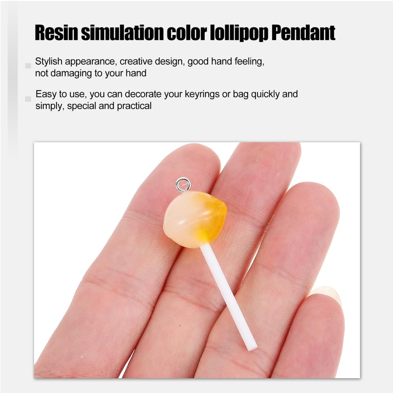 NUOBESTY Colorful Resin Lollipop Keychain Pendants Lightweight Mini Candy Charms for Bag Hanging Ornament Key Ring Decor and Diy Jewelry Making 1.77 Inch - Image 5