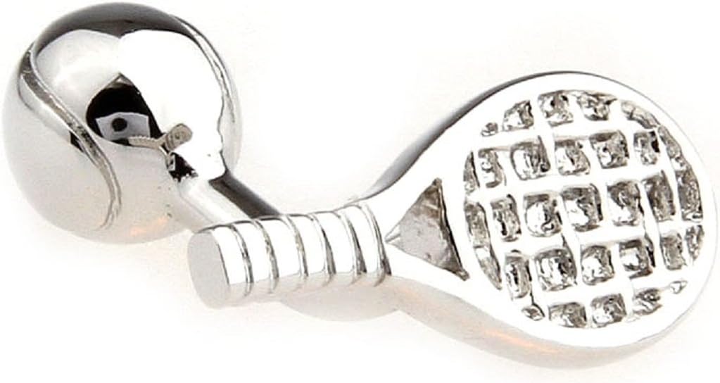 Tennis Racquet and Ball Pair Cufflinks in a Presentation Gift Box & Polishing Cloth
