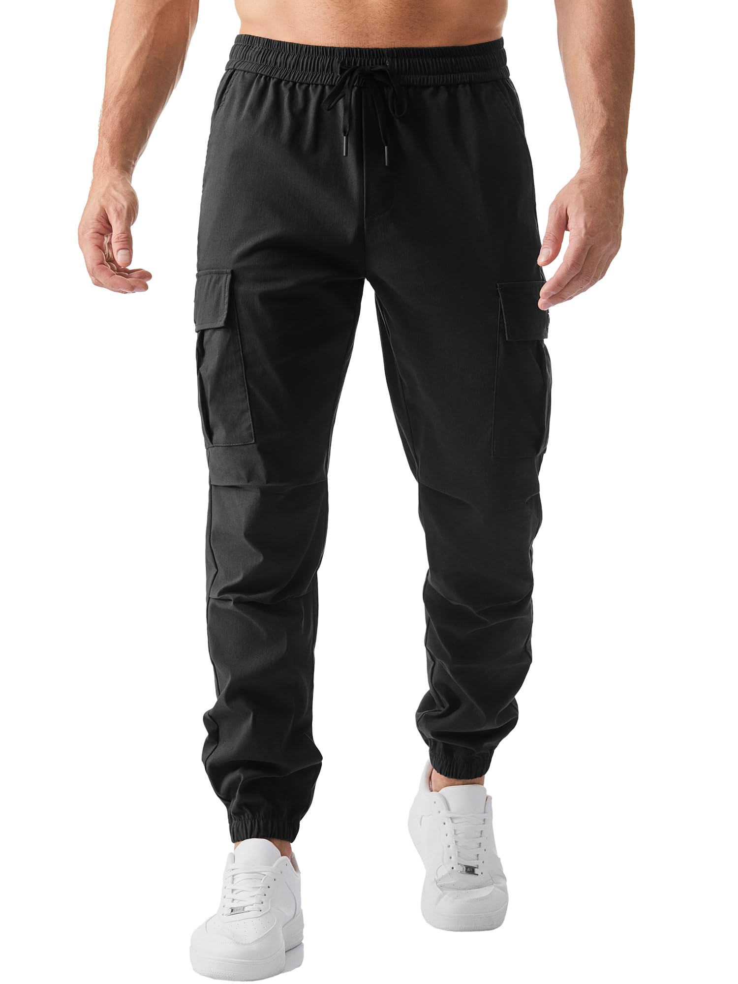 JMIERR Cargohose Herren Lang Jogger Sporthose Elastischer Taille mit Kordelzug Sweatpants Herren mit Taschen