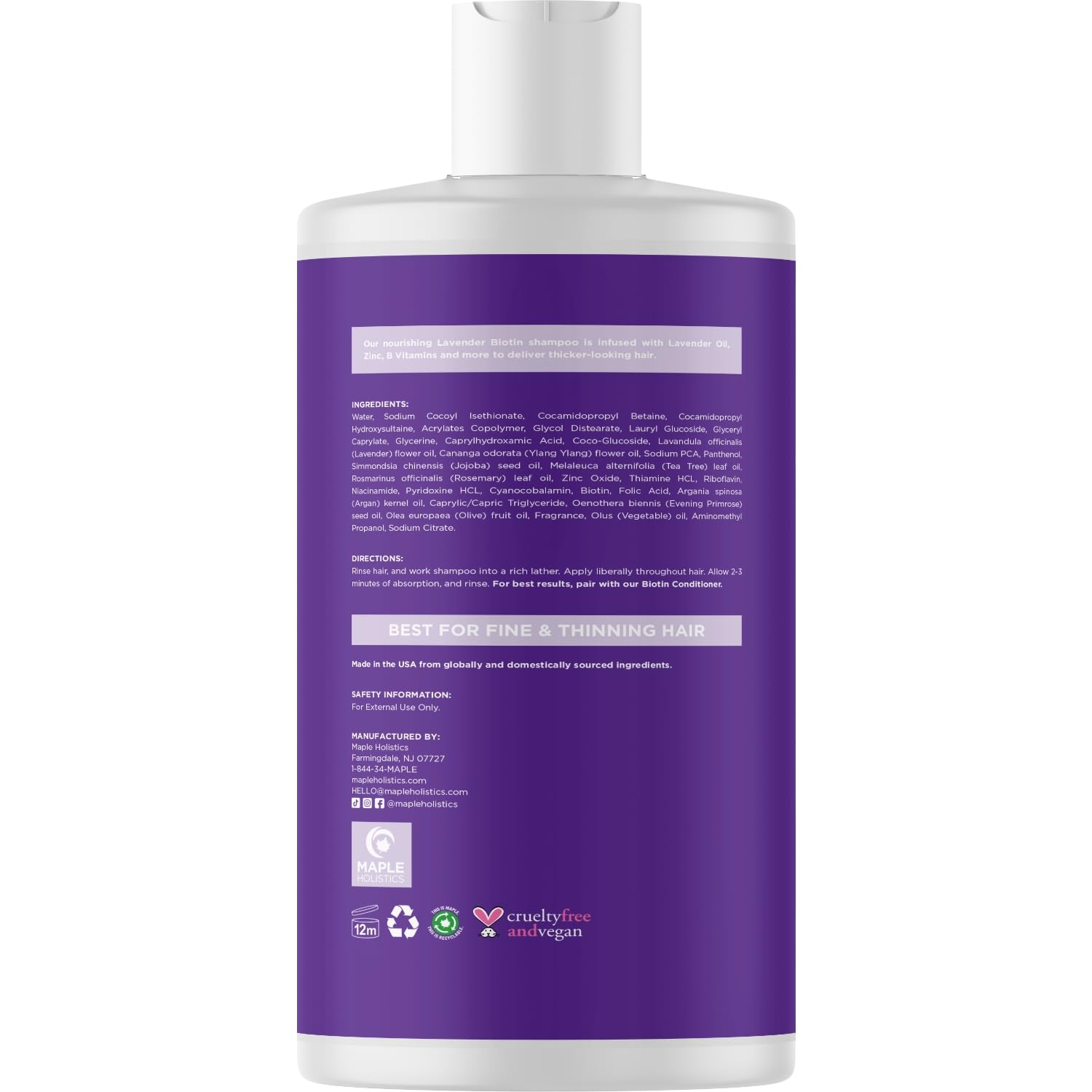 Biotin Shampoo for Fine & Thinning Hair – Vegan Volumizing Formula