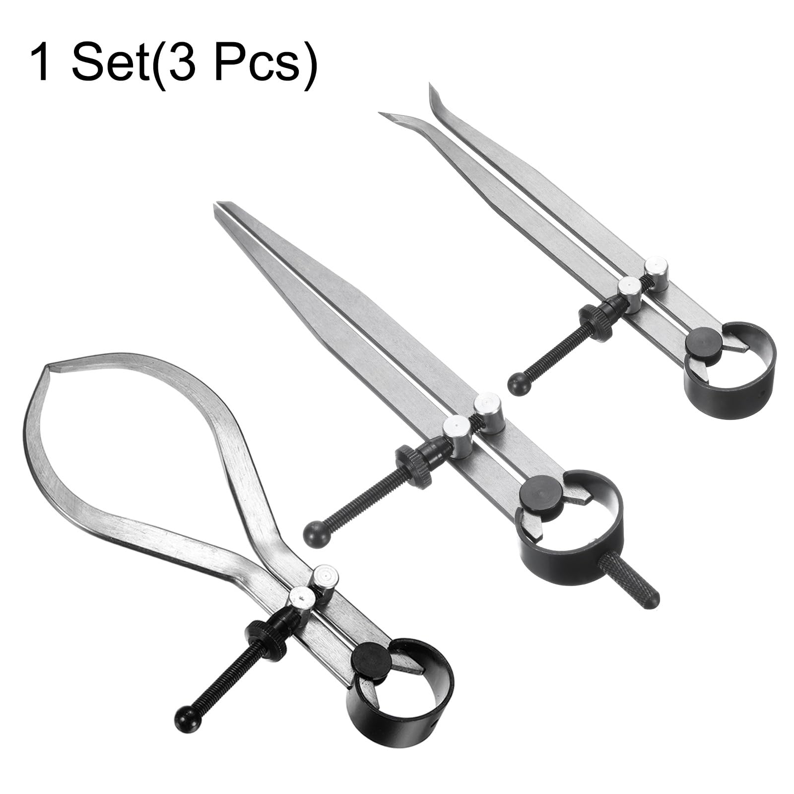 QUARKZMAN 3Stk Feder Äußerer Innerer Messschieber Teiler 6" Edelstahl Einstellbarer Federzirkel Set Kniehebel Geradehebel für Holz Drechselbank Projekte