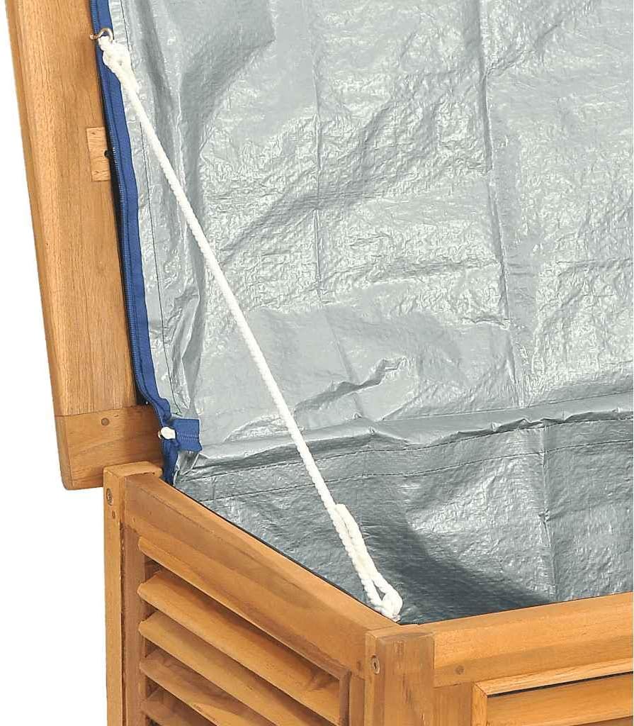 Garden Storage Box, Teak Brown Solid Teak Wood with Water-Based Finish, 44.9 x 19.7 x 22.8 in, Outdoor Storage Cabinet for Patio Cushions